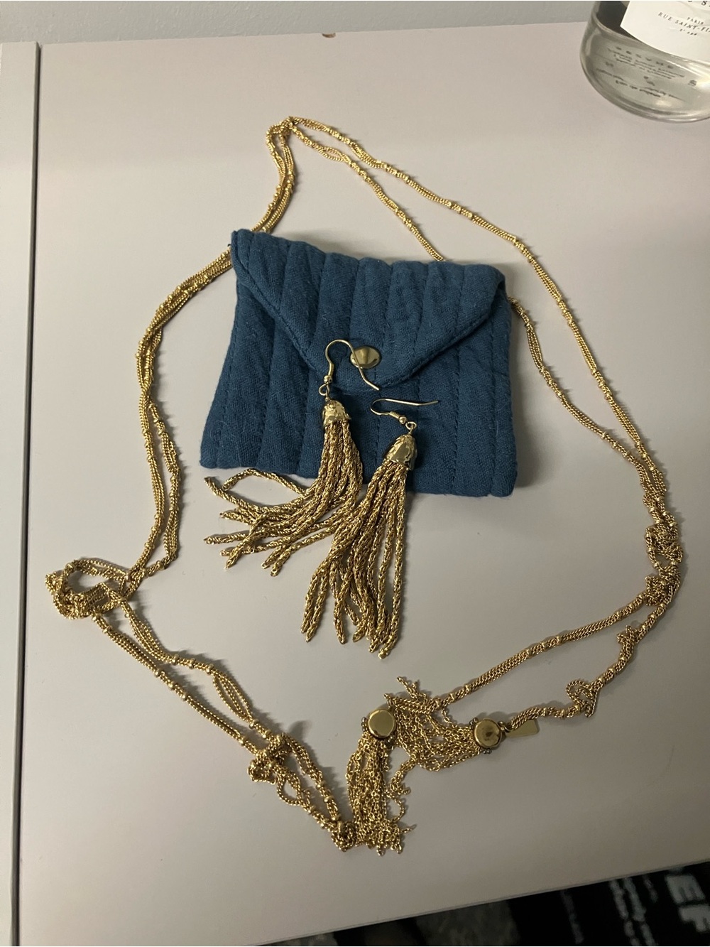 Sézane gold tassel earrings and necklace lot - Picture 2 of 3